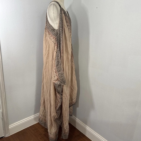 Free People Maxi Dress S Oversize Boho Merida Printed pale pink Beachy Bohemian - Picture 4 of 14